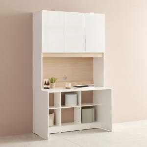 E0자재 레트라 전면 책장책상세트 1200x600x2009mm, 화이트(수납형) RT2055