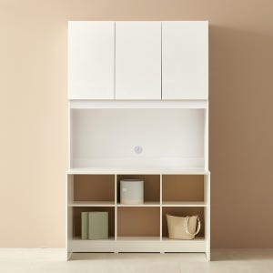 E0자재 레트라 전면 책장책상세트 1200x600x2009mm, 화이트(수납형) RT2055