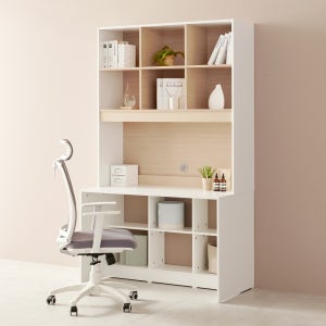 E0자재 레트라 전면 책장책상세트 1200x600x2009mm, 화이트(오픈형) DK9876