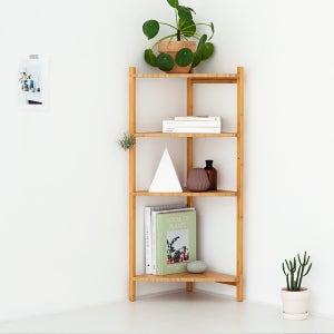 JAWAL 원목코너선반 4단 WFR133B 대나무