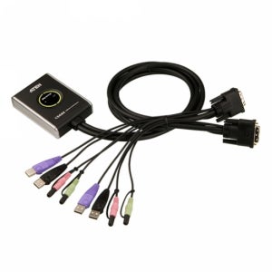 2포트 DVI KVM 스위치 망분리 선택기 컴퓨터 제어 오디오 허브 사내망 외부망 공유기