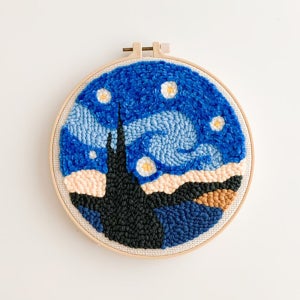 펀치니들 DIY 키트 자수 별이 빛나는 밤에 수틀 펀칭 스킬 재료 (동영상제공)