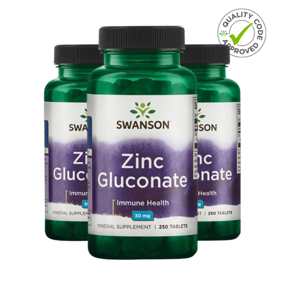 스완슨 Zinc Gluconate 아연 징크 <b>글루코네이트</b> 30mg 250정 3개