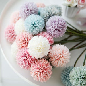 민들레 생화같은 인테리어 꽃 장식 꽃다발 만들기 실크플라워 퐁퐁 국화 조화 - 화이트