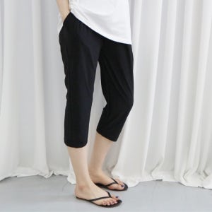 빅사이즈 여성 고무줄 밴딩 스판 7부 냉장고바지