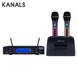 KANALS K-9200 충전식 무선마이크세트 2채널 900MHz 노래방용 강의용 마이크