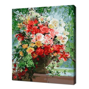 에코솔 셀프페인팅 꽃들의 향연 28색 정물화 40x50cm DIY 명화그리기 숫자유화