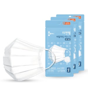 식약처 KF-AD 리앤웰 비말차단 대형 21매 일회용 개별포장 귀안아픈 귀편한 마스크