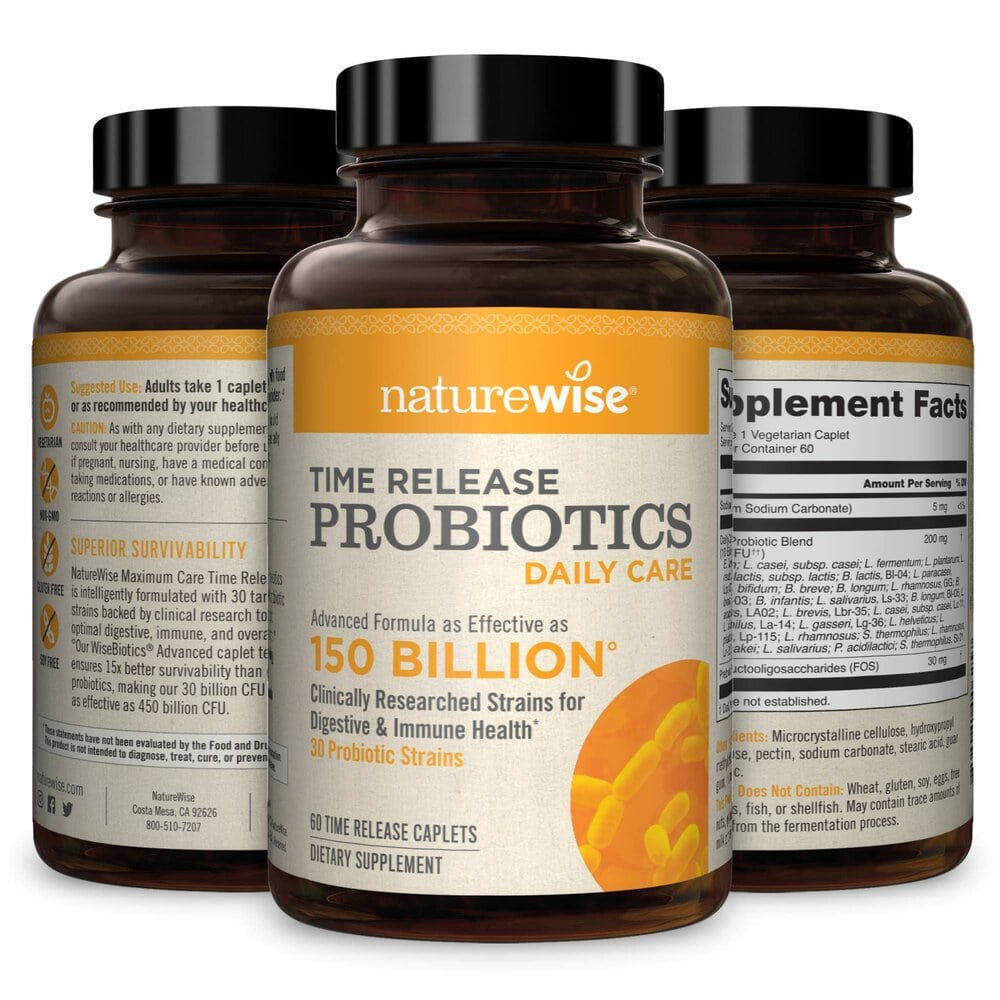 네이처와이즈 NatureWise <b>Time</b>-<b>Release Probiotics</b> <b>프로바이오틱스 데일리 케어</b> 1500억 타블렛 60정