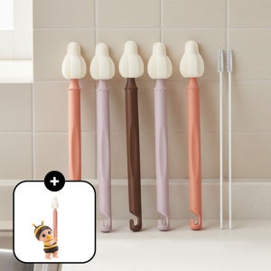 롱미니솔5P+빨대솔2P 외출 아기 식기 세척솔