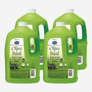 무궁화 키친솝 친환경 주방세제 용기 올리브&바질 3L X 4개