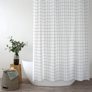 PEVA 방수 욕실 샤워커튼 심플그리드