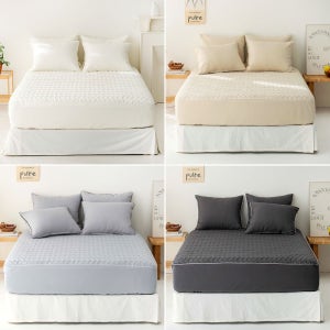 알러지케어 누빔 시트 항균 매트리스 침대 커버 화이트 Q/K 맞춤제작