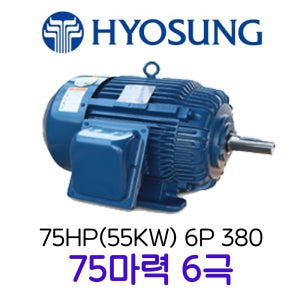 효성모터 75마력 55KW 삼상 6극 75HP 6P 3상 유도전동기 프리미엄효율 380V