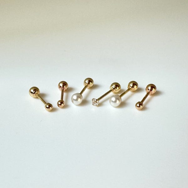 14k 초미니 볼 큐빅 2mm 진주 3mm 귀걸이겸용 얇은 피어싱