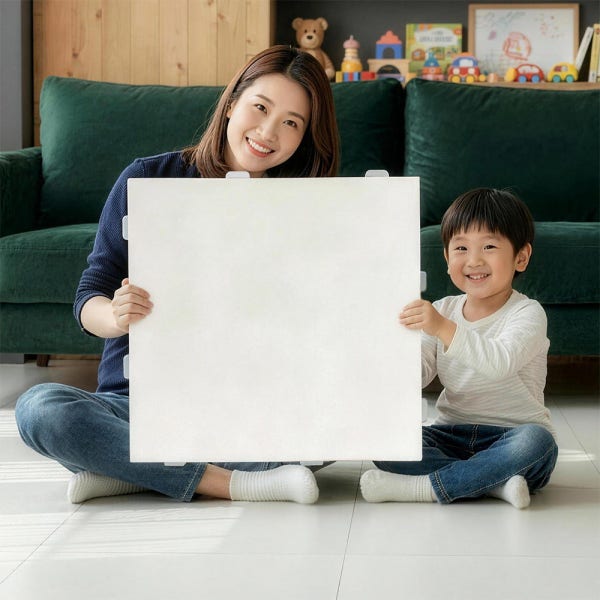 맘스리치 층간소음매트 셀프 시공 거실 아기 놀이방 퍼즐 61cm TPU 매트 화이트 센터