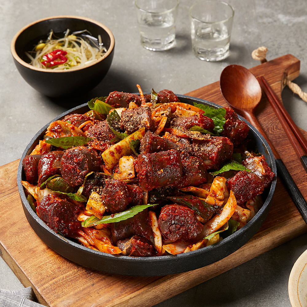 쿡솜씨 깻잎 매콤 순대 볶음 캠핑 맛집 술안주 요리 음식 야식 야채순대 2인분 밀키트