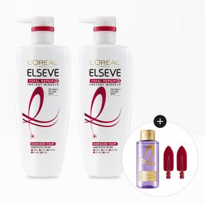 로레알파리 토탈리페어5 대용량 트리트먼트 헤어팩 700ml 2개 + 히알루론산 샴푸 100ml + 버건디 헤어핀