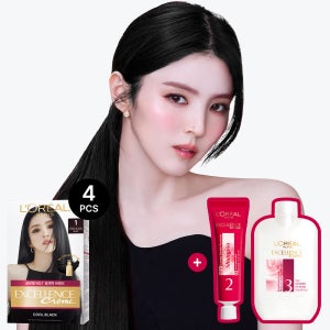 [빗캡으로 간편한 새치염색] 로레알파리 엑셀랑스 크림 4개 (+샴푸&헤어팩)