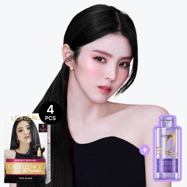[빗캡으로 간편한 새치염색] 로레알파리 엑셀랑스 크림 4개(+히알루론산 샴푸 80ml)