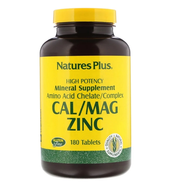 <b>Natures Plus</b> 아미노산 킬레이트 컴플렉스 칼슘 마그네슘 아연 180정 복합영양제