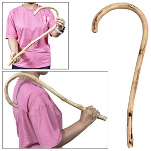 (일체형 등나무 고리안마기 - 브라운) 나무 갈고리 목 어깨 등 안마기 마사지 지압봉 효자손 등긁기 물음표 지팡이 지압기