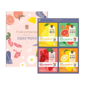 [녹차원] 선물세트 과일담은 액상차포션 4종 레몬차 유자차 자몽차 오미자차+선물쇼핑백
