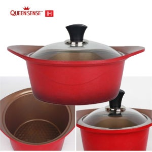 퀸센스 국산 IH 인덕션 겸용 통주물 칼라 냄비20cm 세라믹코팅 넘침방지 스팀홀 라면 솥밥 찜냄비