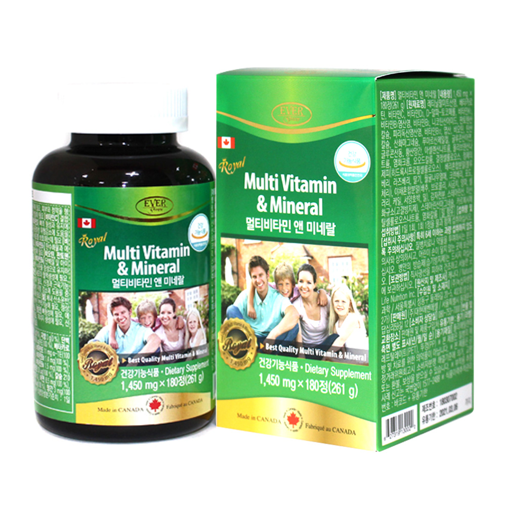 캐나다 로얄 멀티비타민 앤 미네랄 6개월분 1450mg X 180정 종합 비타민 영양제