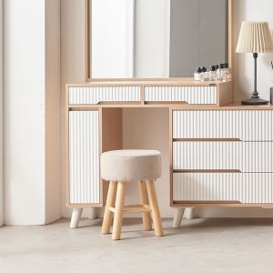 모아 패브릭 화장대의자 원목 스툴 (4color)