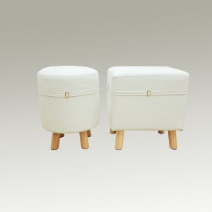 에바 800 600 아이보리 원형 사각 인조가죽 레더 화장대 스툴 의자