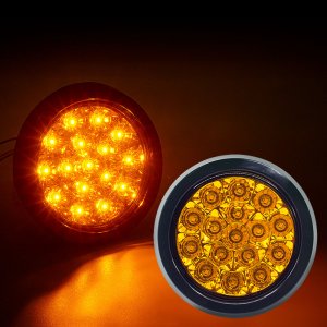 12V-24V 교체용 원형 LED테일램프 옐로우LED/데루등 후미등/ 화물차후미 트럭등 브레이크등 트럭후미등