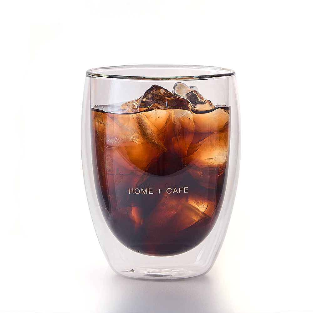 이중 내열 유리컵 더블월 글라스 홈카페 아이스 커피잔 아메리카노 라떼잔 투명 유리컵 350