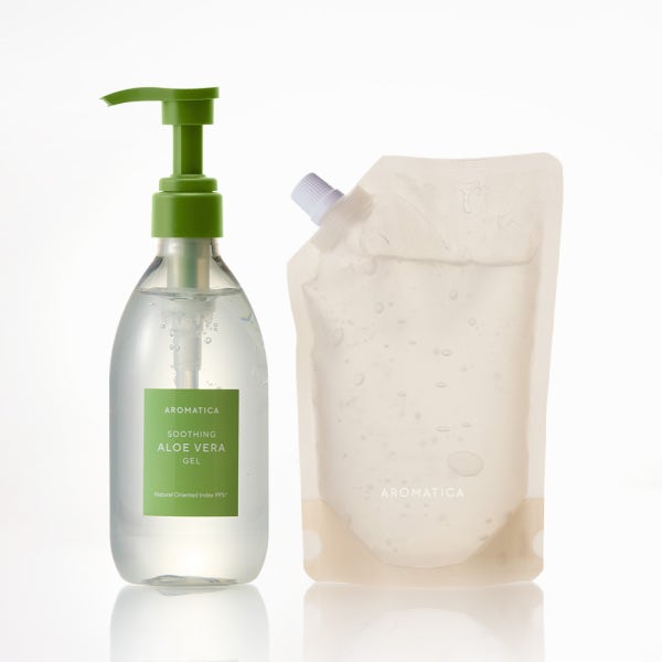 아로마티카 수딩 알로에 베라 젤 본품 & 리필 세트 (300ML+500ML) 고보습 바디로션 대용량 알로에젤 알로에 수딩젤