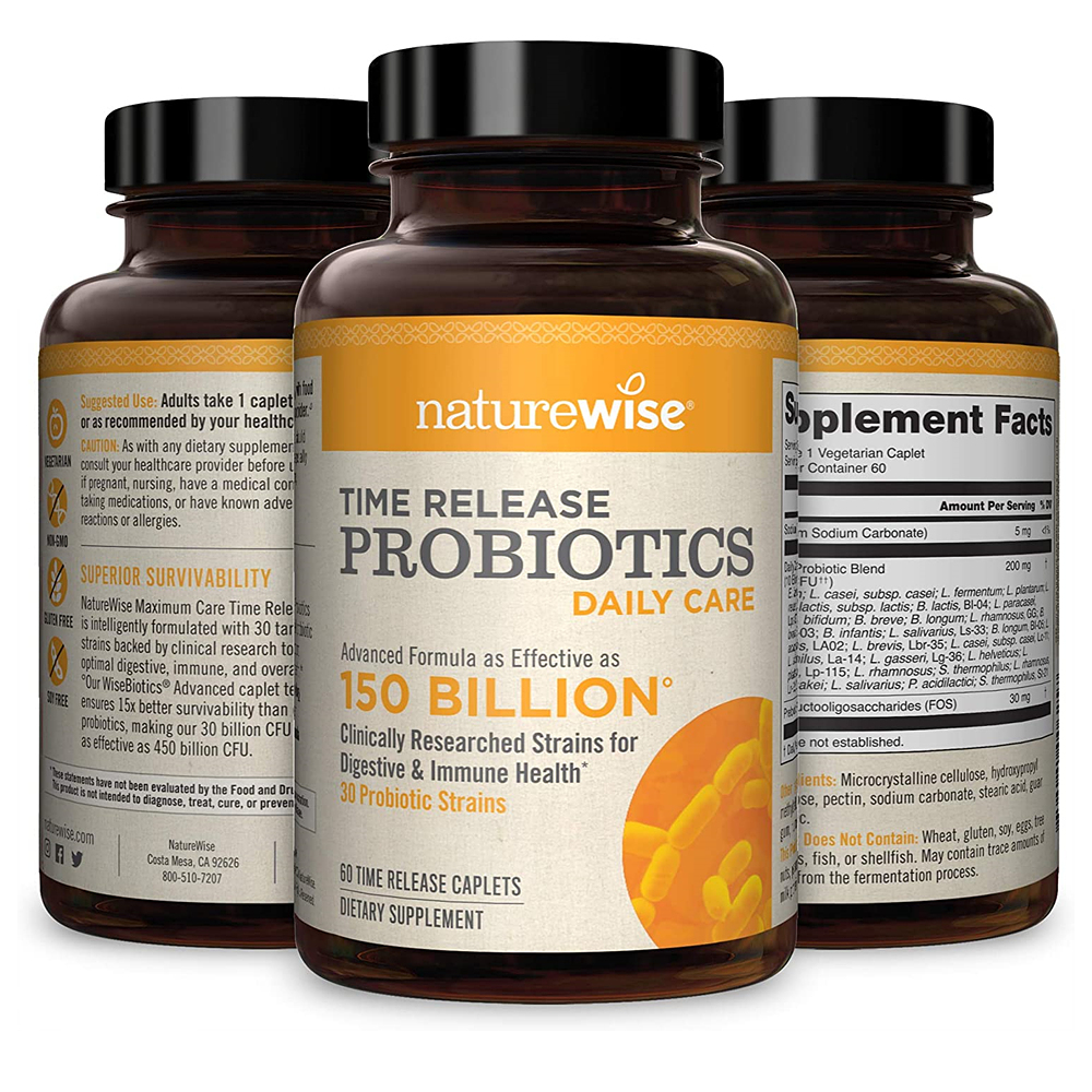 NatureWise <b>Time Release</b> Probiotic <b>Daily Care</b> 150 Billion 네이처와이즈 프로바이오틱 <b>데일리 케어</b> 150 빌리언 60정