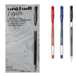 유니 시그노 스탠다드 캡식 볼펜 UM100 0.5mm / 흑 청 적 1타12개입
