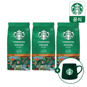 [본사직영] 스타벅스 하우스 블렌드 분쇄원두 200g 3개 +그린 머그 증정 / STARBUCKS