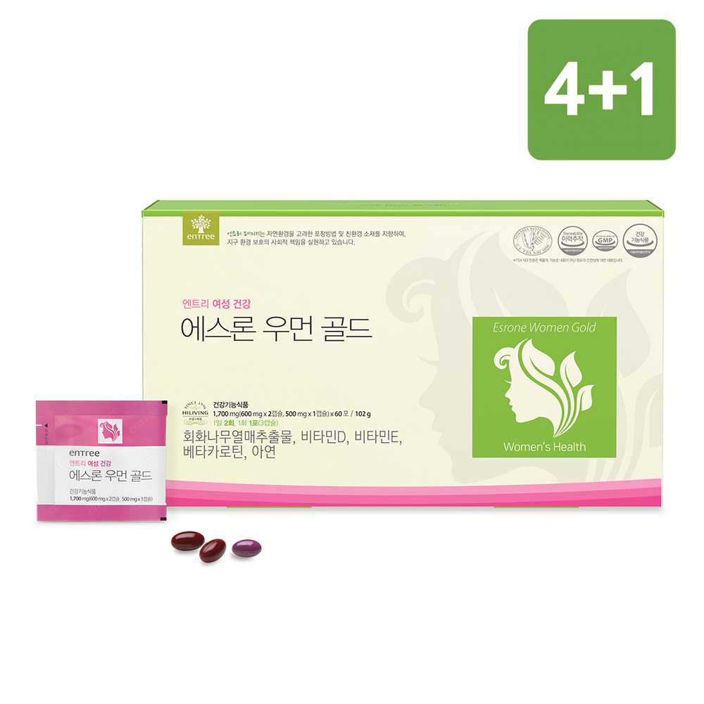 에스론 <b>우먼</b> 골드 4+1 갱년기 영양제 폐경 <b>여성 호르몬</b> 감소 골다공 예방