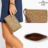 코치 라지 코너지퍼 시그니처 손목지갑 6648 Large Corner Zip Wristlet