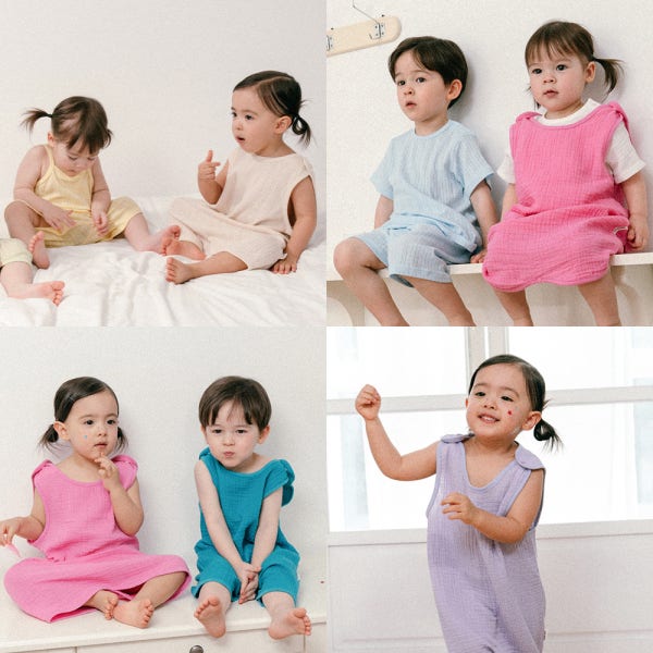 4+1 항균원단 수면조끼 자가드 퓨어코튼 요루 아기 신생아 유아 내의 실내복 봄 여름 가을