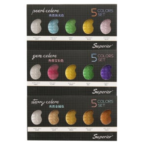 고체수채화물감 펄물감 수채물감 5색세트 워터브러쉬펜포함