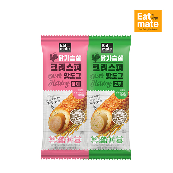 잇메이트 닭가슴살 크리스피 훈제 핫도그