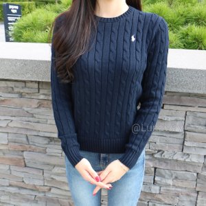 폴로 랄프로렌 여성 케이블 꽈배기 라운드 니트