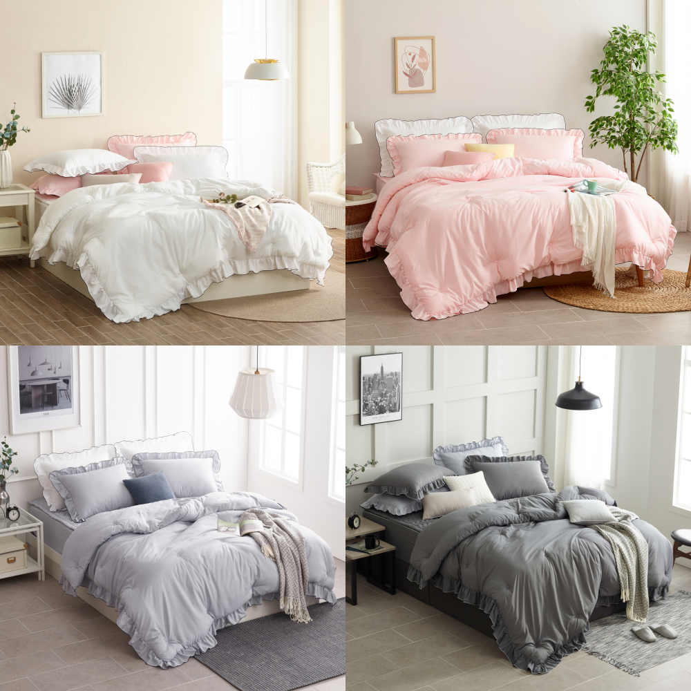 프릴이불 침구세트 호텔식 레이스 차렵 신혼 혼수 퀸이불+패드+베개커버2