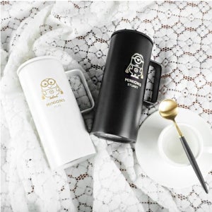 미니언즈 스텐 손잡이 텀블러 350ml 블랙 화이트 보온보냉병