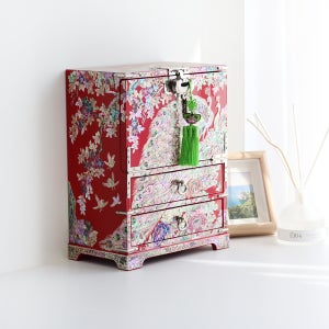 명품나전 공작설합반닫이 보석함-적 (장태복작품) 나전칠기 자개보석함 자개함