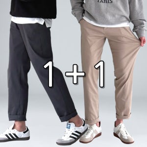 1+1 남자 면바지 빅사이즈 스판 밴딩 바지 슬랙스