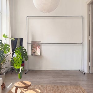 아다만트 창고 빈티지실버 200X200 철제 2단 튼튼한 파이프 행거