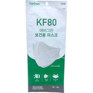 에버그린 KF80 보건용 황사마스크 (대형) 화이트 10개입 국산