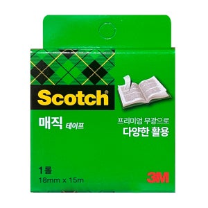 3M 스카치 매직테이프 리필 810R 18mmx15M 1개입 다용도 강력 접착 사무용 문구